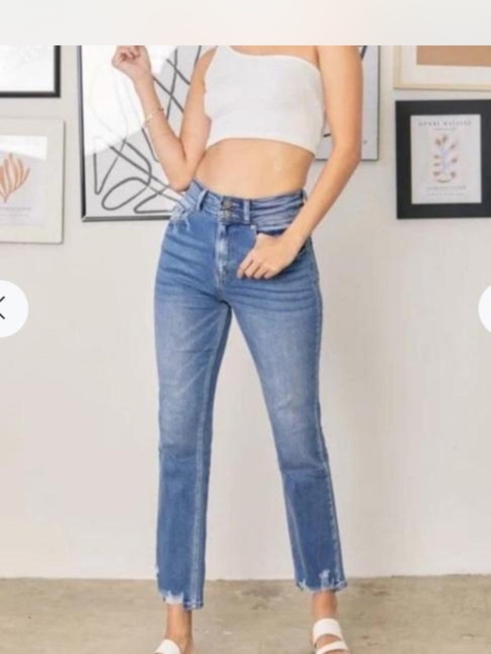 KanCan Cadence Ultra High Rise Slim Straight Jeans Size 13 / 30 Distressed Hem
